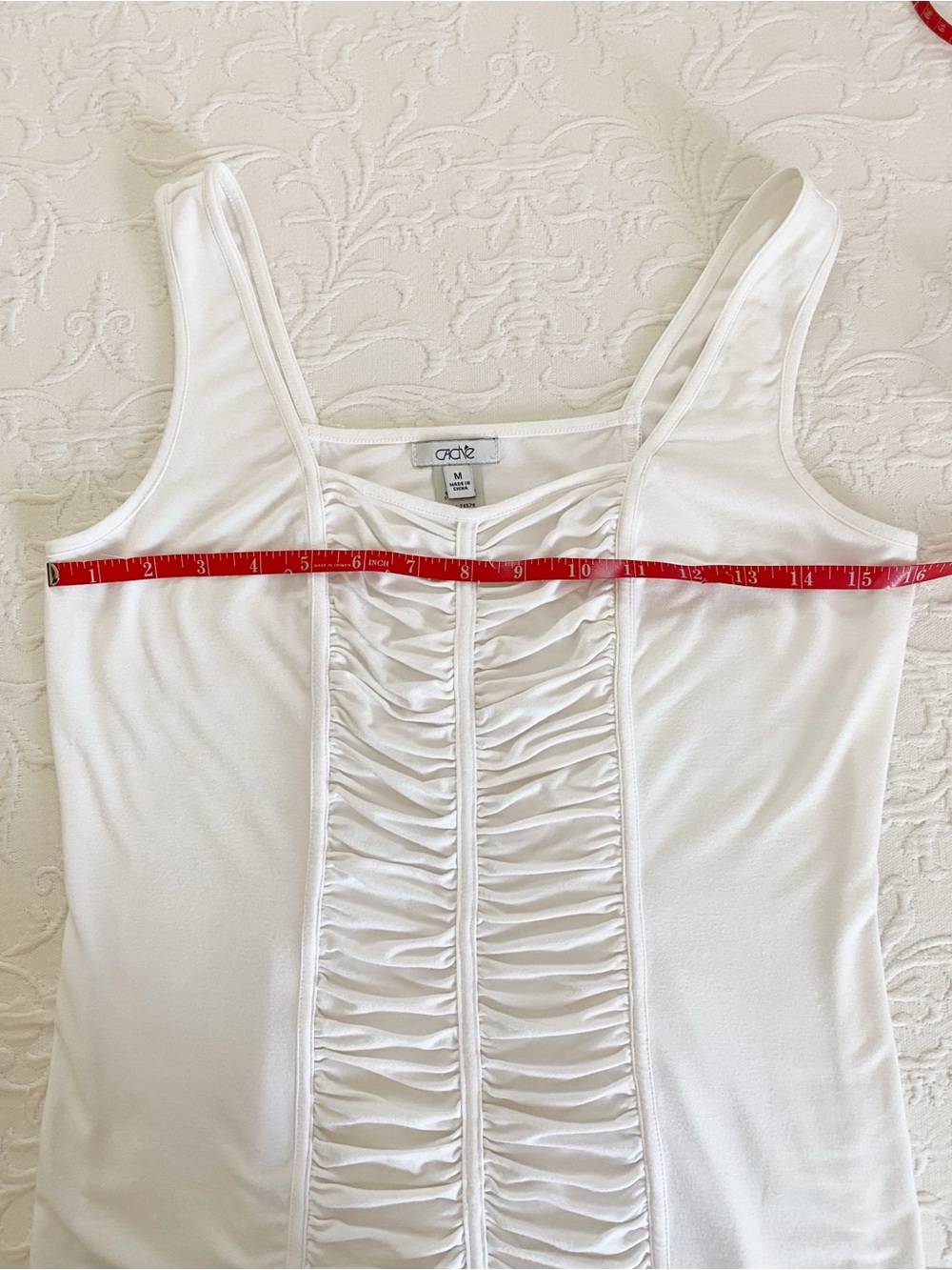 CACHE White Ruched Front Tank Top Size Medium - Picture 7 of 14